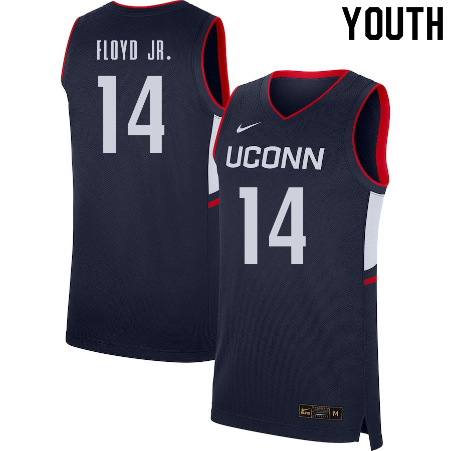 Youth #14 Corey Floyd Jr. Uconn Huskies College Basketball Jerseys Sale-Navy
